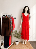 Robe rouge- taille 44- seconde main- porter une fois