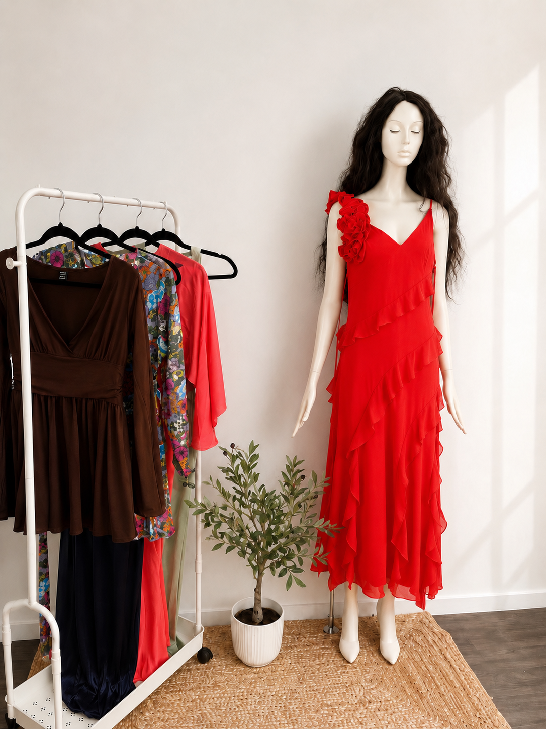 Robe rouge- taille 44- seconde main- porter une fois